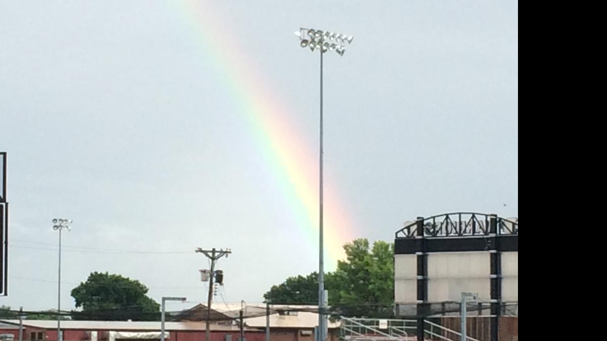 
A bold rainbow appeared during the second inning of the Granite City Baseball Regional on Saturday.
