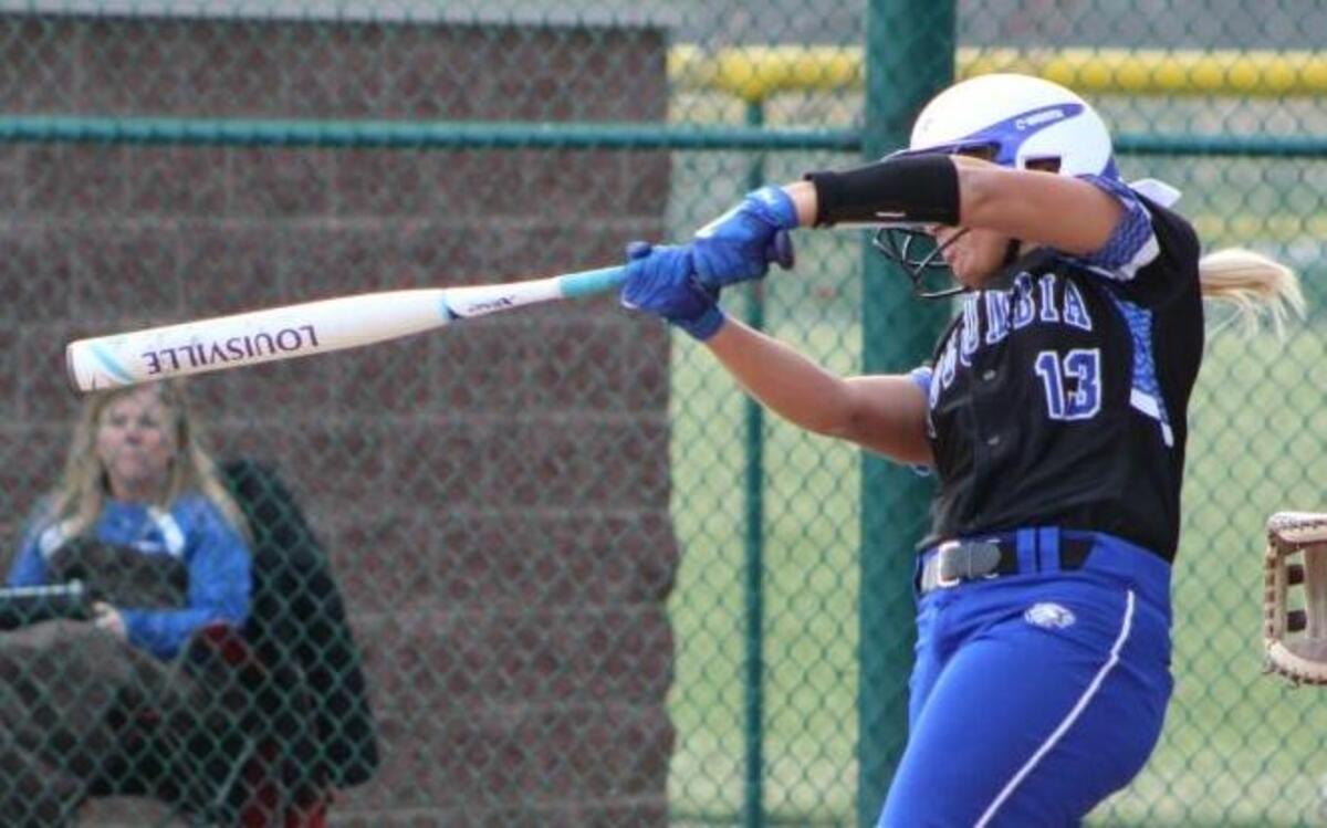 Columbia junior catcher Chelsy Pena and teammate Kelly Metter hit back-to-back home runs in the fourth inning of the Eagles’ 3A sectional semifinal game against Marion Tuesday. Columbia won the game 11-4.