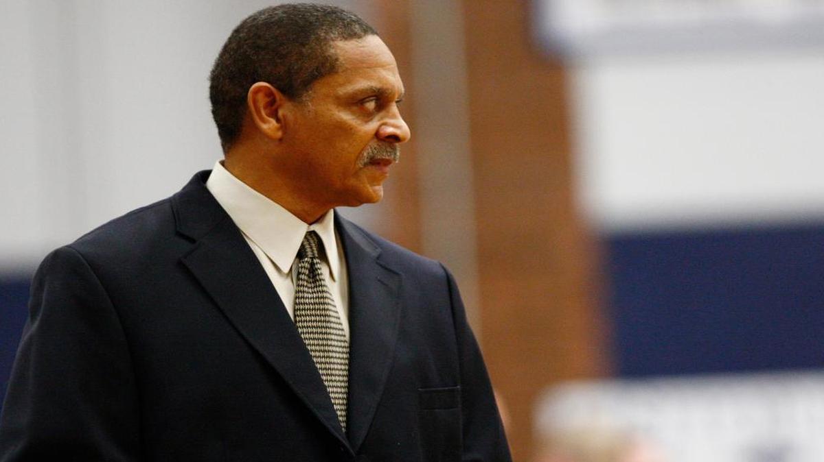 
Former East St. Louis basketball coach Dennis Brooks in action at courtside in 2009.
