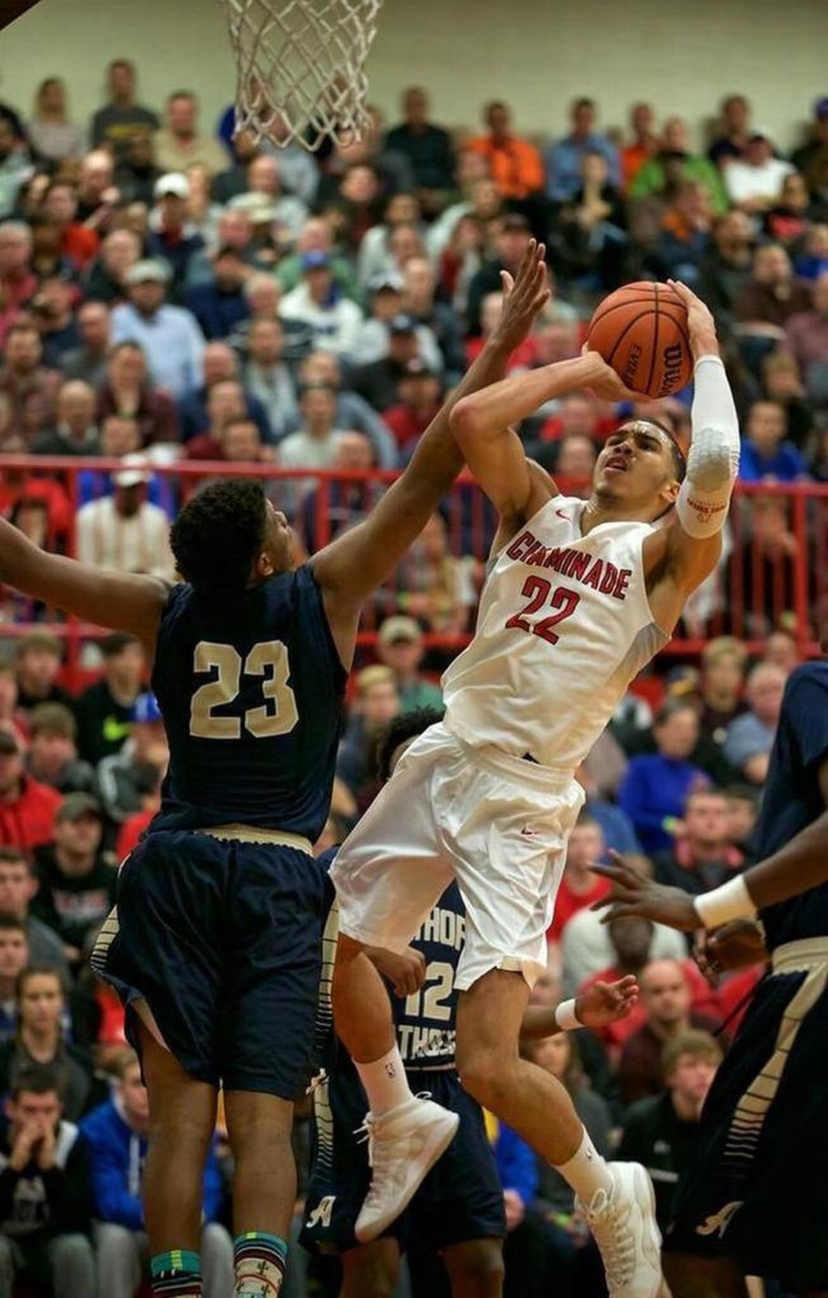 The 2016 Highland Optimist Scott Credit Union Shootout featured a clash between the eventual Illinois and Missouri state champions and their stars Jordan Goodwin (Althoff/Saint Louis University) and Jayson Tatum (Chaminade/Duke), who since have gone on to play in the NBA. The 31st edition of the shootout — which attracts some of the top basketball talent locally and nationally — will take place Saturday, Jan. 6.