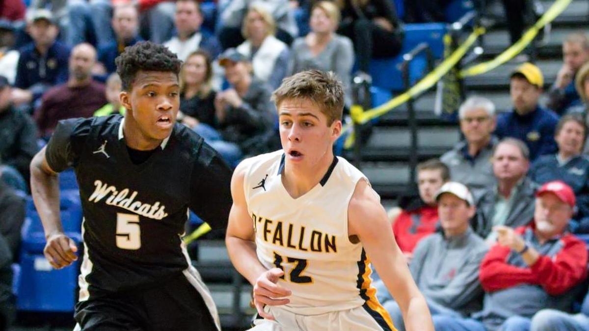 O’Fallon’s Kyle Dismukes drives against Normal West’s Terance Montgomery-Fisher during the Bank of O’Fallon Shootout in 2018 at O’Fallon Township High School. The 2023 event will take place Friday-Saturday.