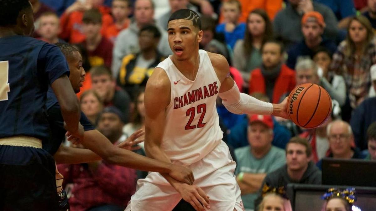 Chaminade’s Duke recruit Jayson Tatum (22) scored 32 points in Saturday’s victory over Althoff at the Highland Optimist Shootout