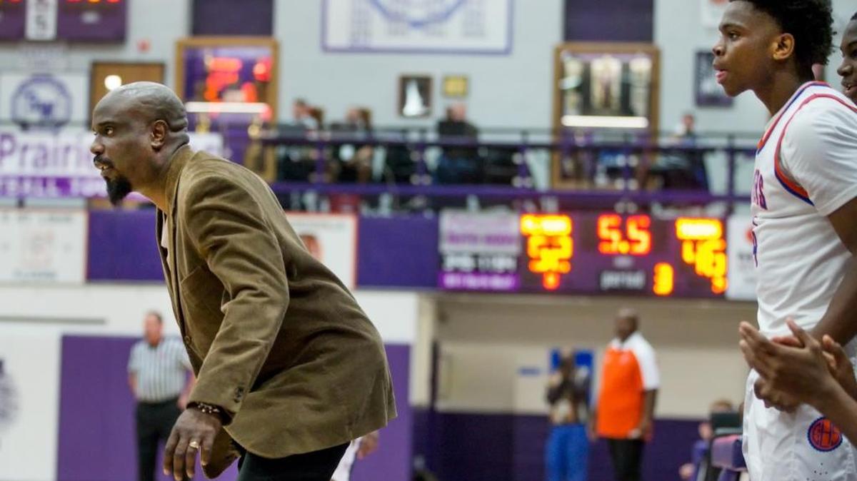 East St. Louis coach Fernando Stevenson as seen during Thursday’s Collinsville-Prairie Farms Holiday Classic basketball tournament at Collinsville High School.