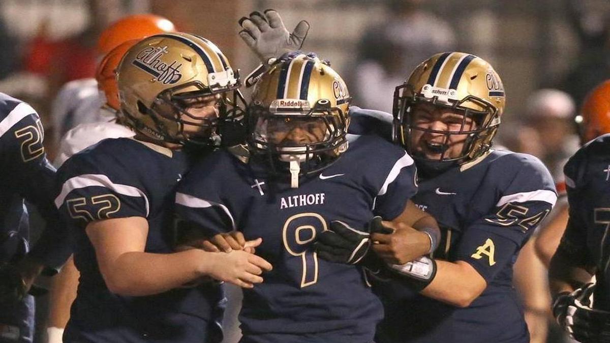 Althoff running back Jaylon Bester and linemen Sam Fitch and Chris Leshikar have one more game to go before they accomplish their goal of winning a state championship.