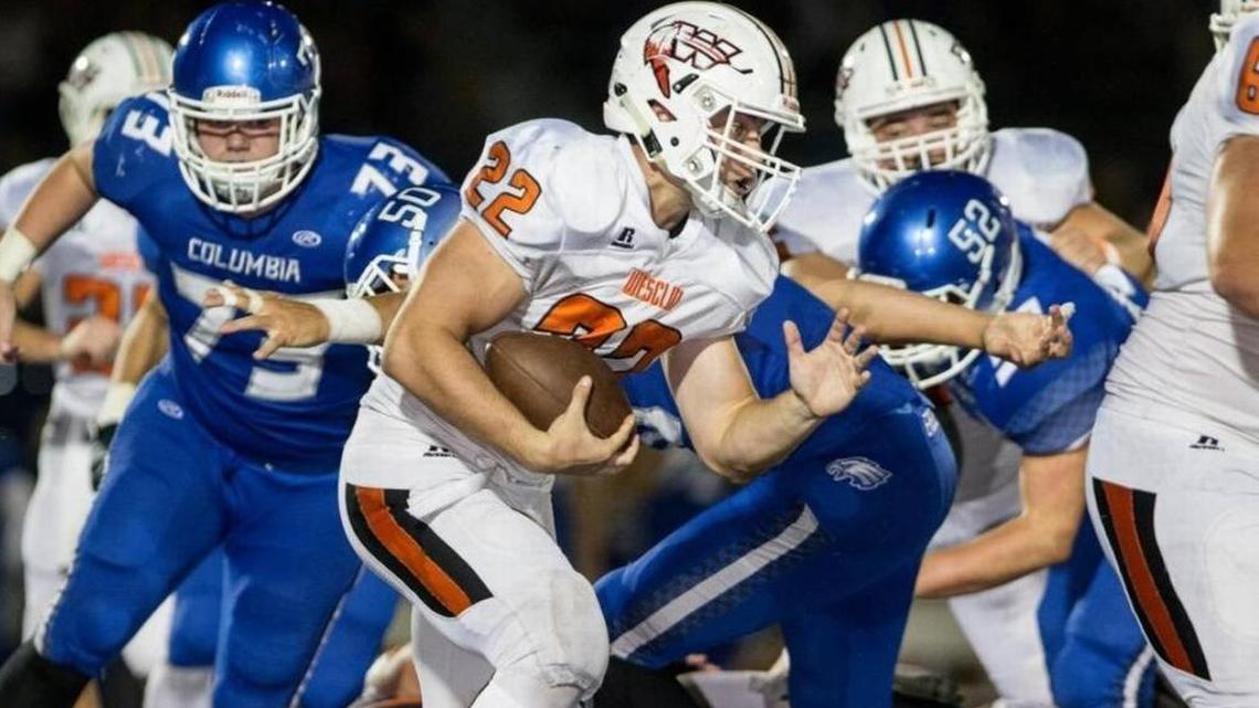 Wesclin’s Gavin Bilbruck carries the ball during a game against Columbia last year.