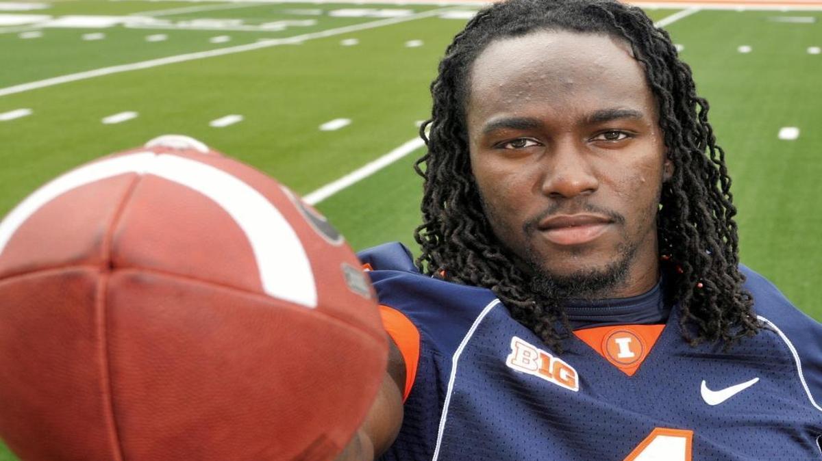 Terry Hawthorne was an All-American wide receiver for the 2008 East St. Louis state championship team. He went on to the University of Illinois (as shown) and was drafted by the NFL’s Pittsburgh Steelers. He has returned to his alma mater as an assistant coach.