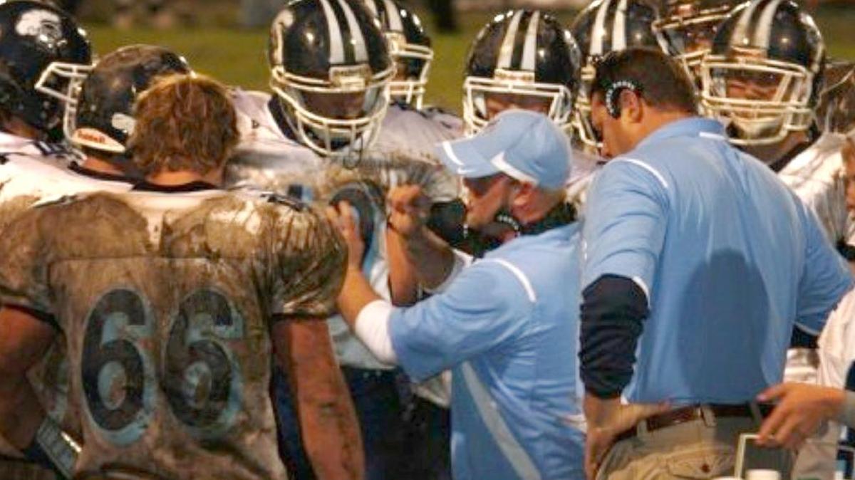 Austin Frazier and Jim Stiebel when both were coaching for Mater Dei High School in Breese.