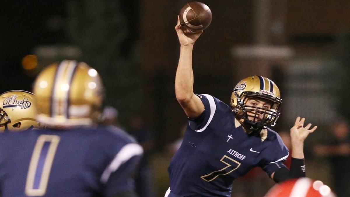 
Althoff quarterback Jordan Augustine will try to lead the Crusaders past Marion for the first time since 2006 when they meet Friday night. 

