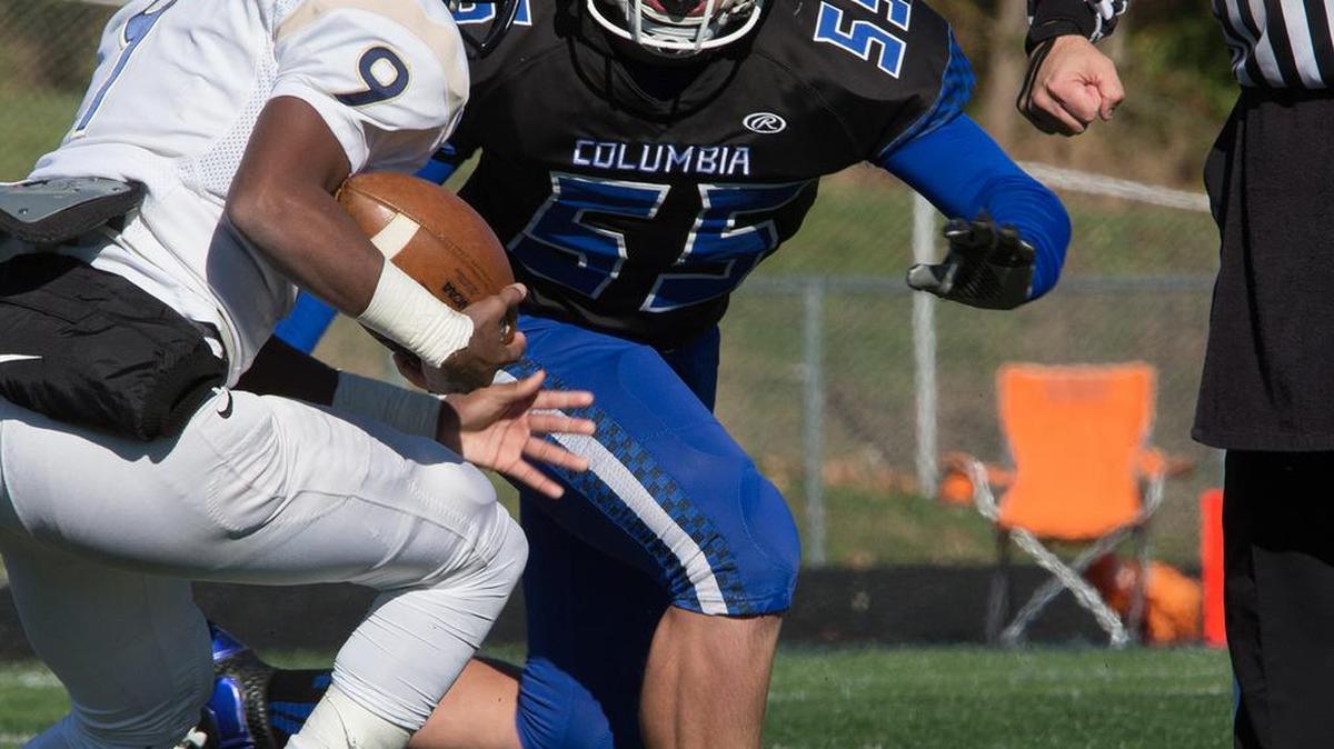 Columbia defensive linebacker Owen Suedkamp during a 2014 playoff game against Althoff Catholic High School.