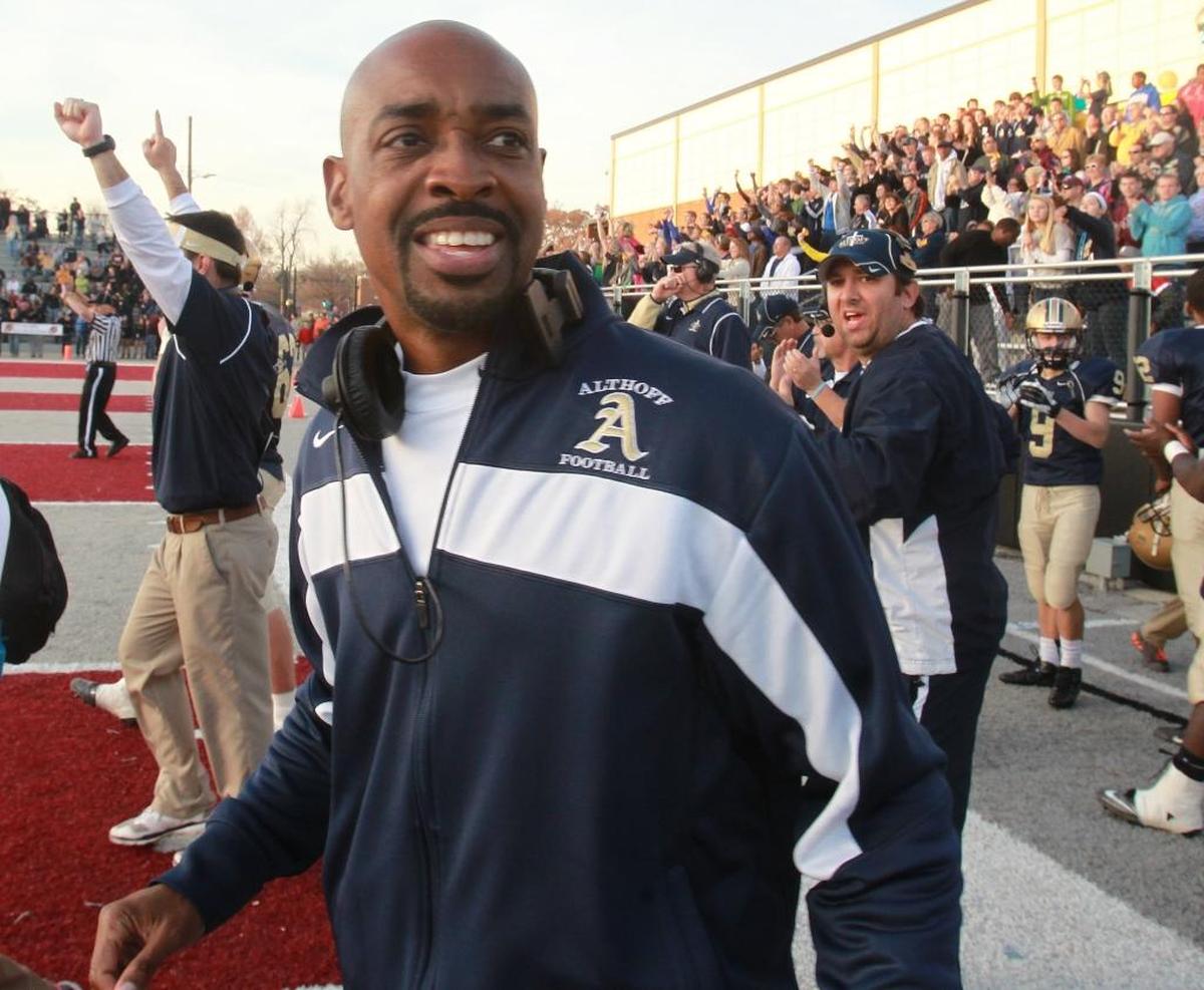 Ken Turner has been hired as the new head football coach at Belleville West. Pictured here during his tenure at Althoff, Turner led the Crusaders to a 79-51 record over 12 seasons and is coming off consecutive Missouri state championships at St. Mary’s High School.