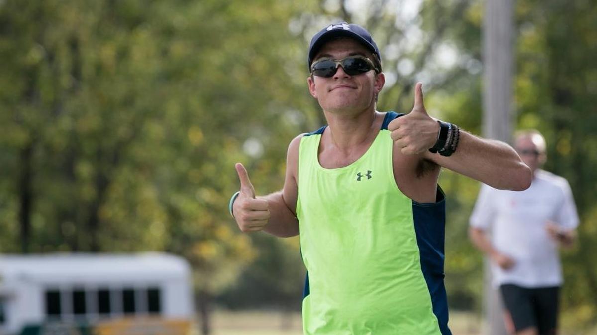 Marissa-Coulterville cross country runner Conner Stewart runs during a team workout. Stewart has earned a scholarship to run at Kaskaskia College in Centralia beginning in August.