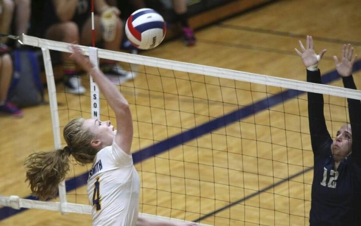 O’Fallon senior Elise Smith — shown here in a 2016 game against Althoff — had 10 kills in a win over Belleville East. Smith has seven matches of 10 or more kills this season and leads the Panthers with 141 total.