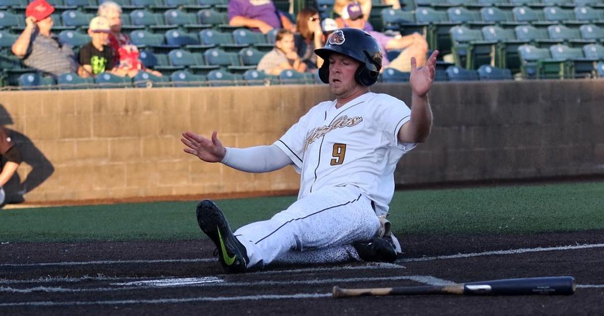 Dan Holst slides and scores the second run for the Gateway Grizzlies during a game in 2017. The Grizzlies are set to open the 2023 season against the Florence Y’alls out of Florence, Kentucky.