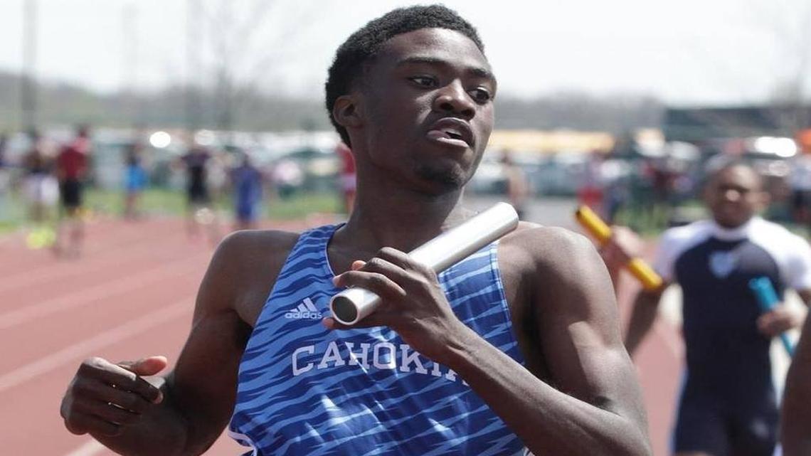 In this BND file photo, Cahokia’s Ja’Mari Ward runs the anchor spot for the Comanches in a 4x100 relay race. Ward won the long jump title at the 2017 Pan American Junior Championships in Trujillo, Peru, on Friday, July 21, 2017.