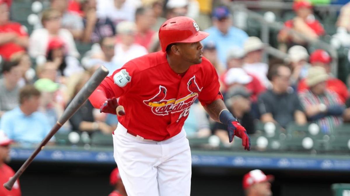 St. Louis Cardinals outfielder Jose Martinez hits during spring training.