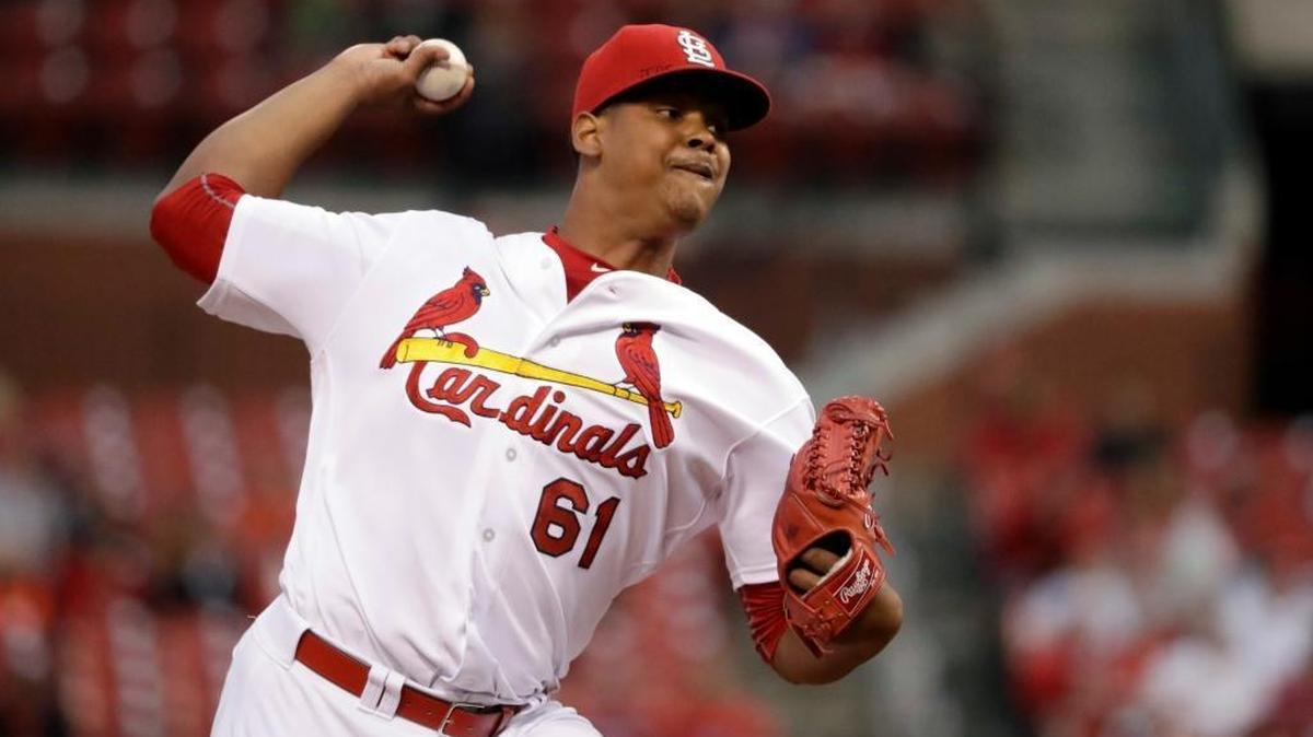 St. Louis Cardinals starting pitcher Alex Reyes throws during the first inning of a 2016 game against the Cincinnati Reds in St. Louis.