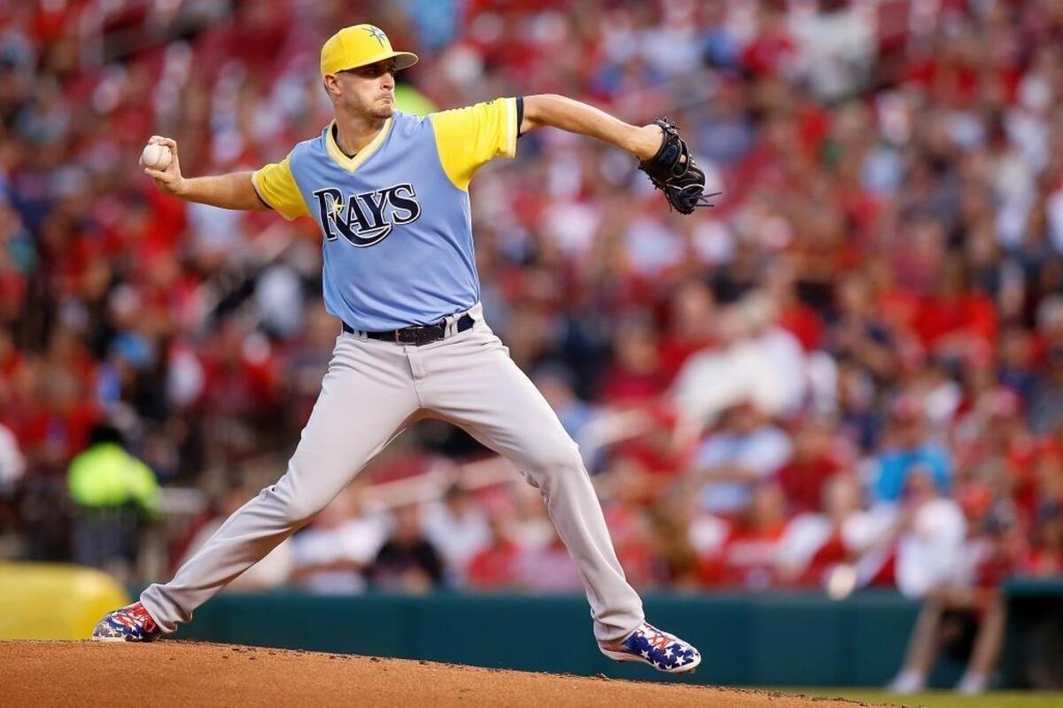 Tampa Bay Rays starting pitcher Jake Odorizzi, of Highland, throws during the first inning against the St. Louis Cardinals in a baseball game Friday in St. Louis.
