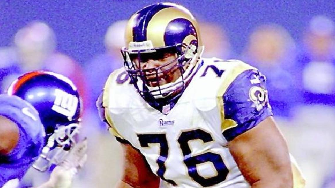 Former Rams offensive tackle Orlando Pace (76) will be inducted into the Pro Football Hall of Fame next month in Canton, Ohio.