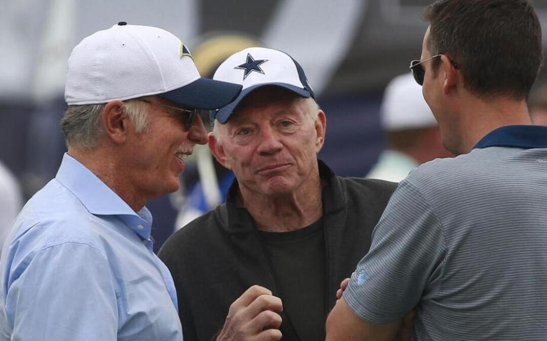 Rams owner Stan Kroenke, left, and his son Josh Kroenke met with Cowboys owner Jerry Jones during a workout in California last fall.