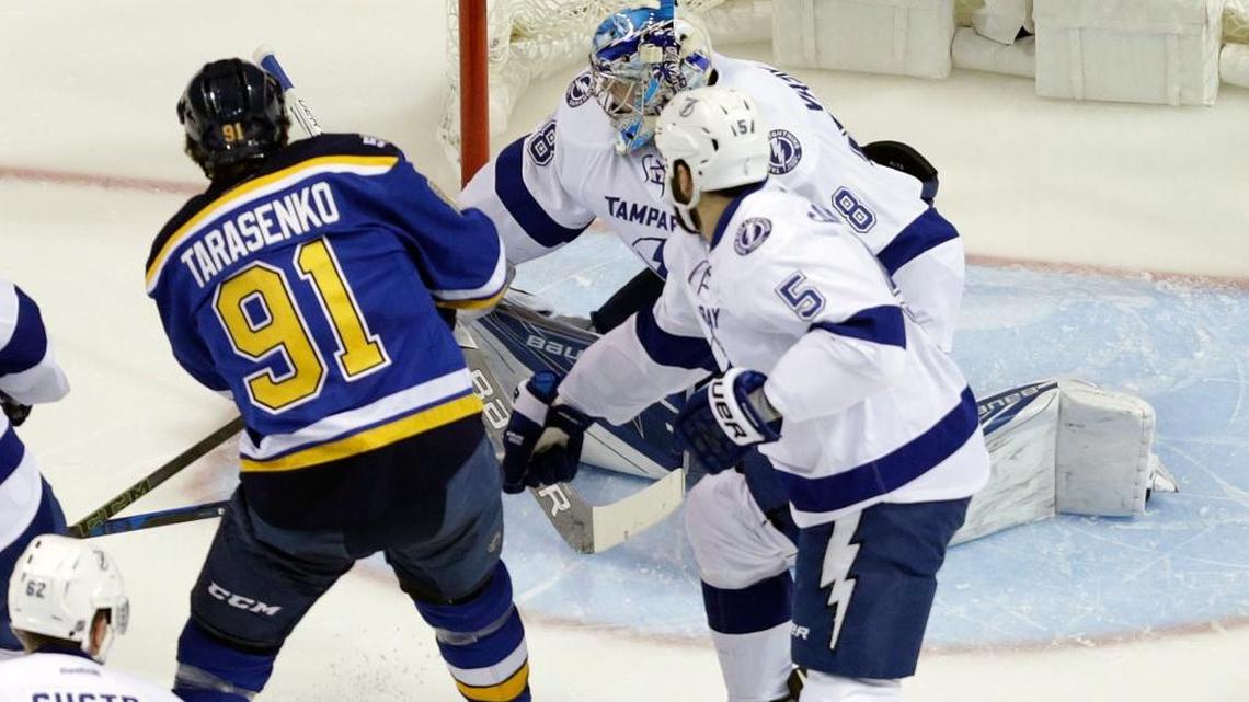Tarasenko’s hat trick helps carry Blues past Lightning