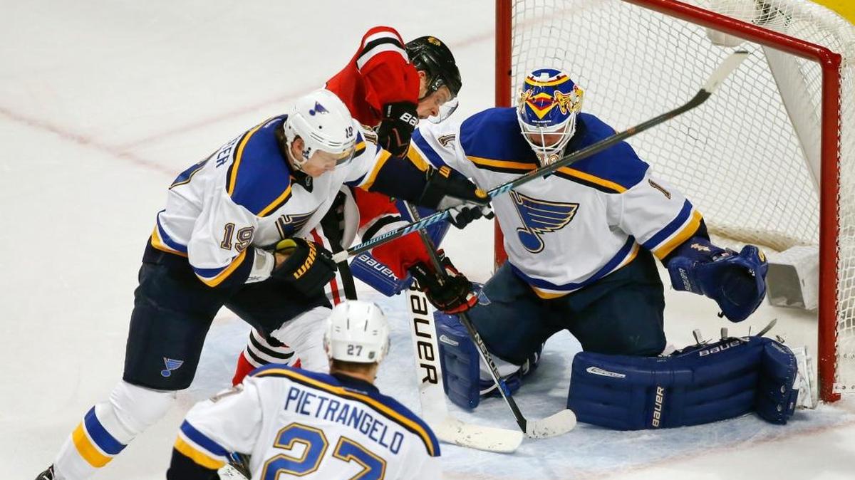 Action around both nets figures to be intense as the rival Blues and Blackhawks square off in the NHL playoffs once again.