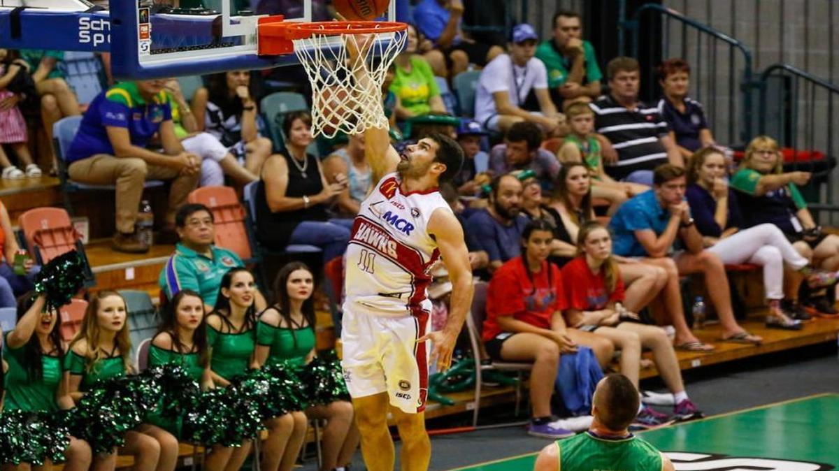 Belleville native and Althoff High School graduate Kevin Lisch scores for the Illawarra Hawks of Australia’s National Basketball League. Lisch was named the league’s most valuable player for the second time in his professional career.