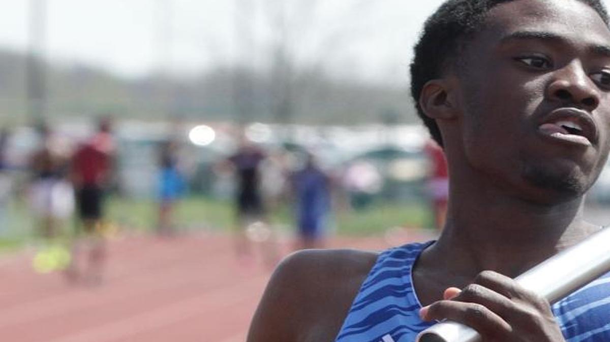 Cahokia’s Ja’Mari Ward runs the anchor spot in the 4x100 relay race for the Comanches. Ward, a senior, has decide to run and jump in college at Missouri. He will sign his national letter of intent Wednesday.