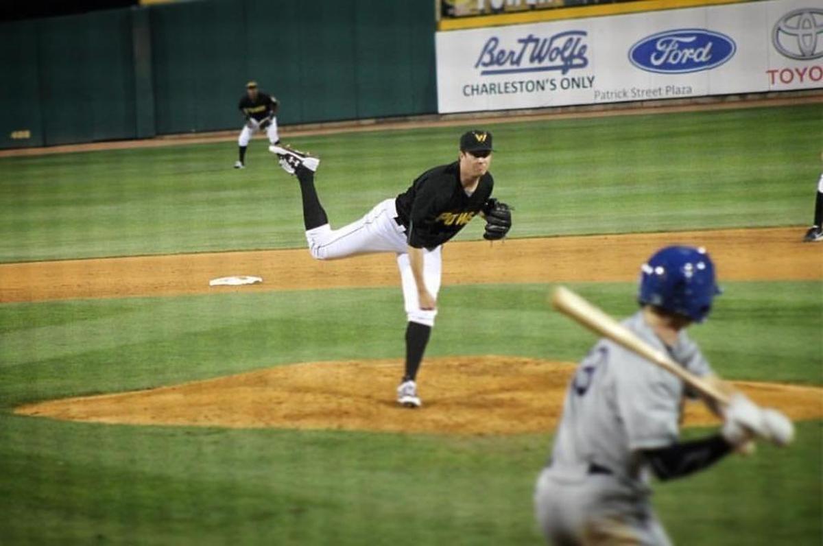 Doug Hartlieb pitches during a minor league game.